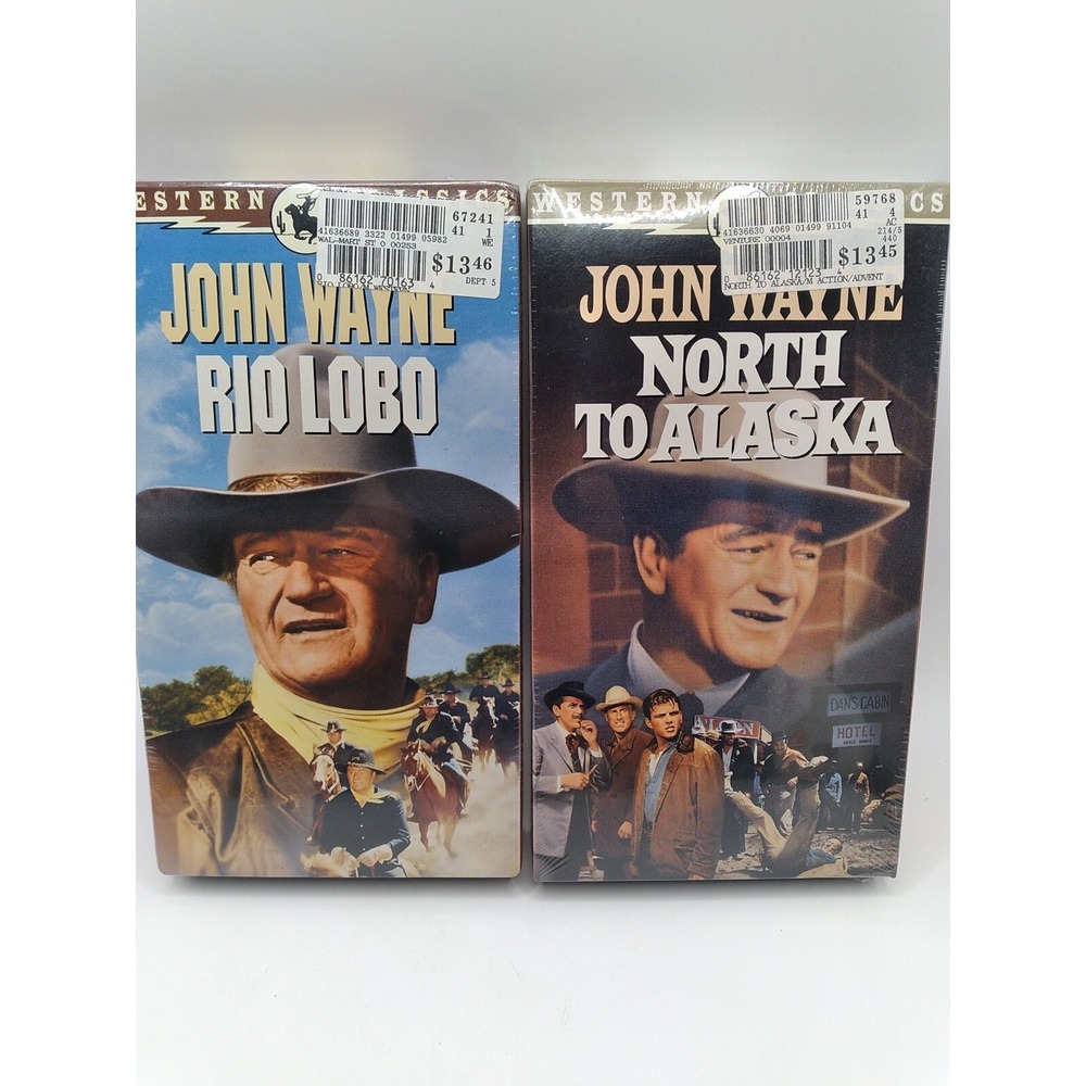 Lot Of 2 Brand New VHS TAPES John Wayne Rio Lobo And North To Alaska SEALED